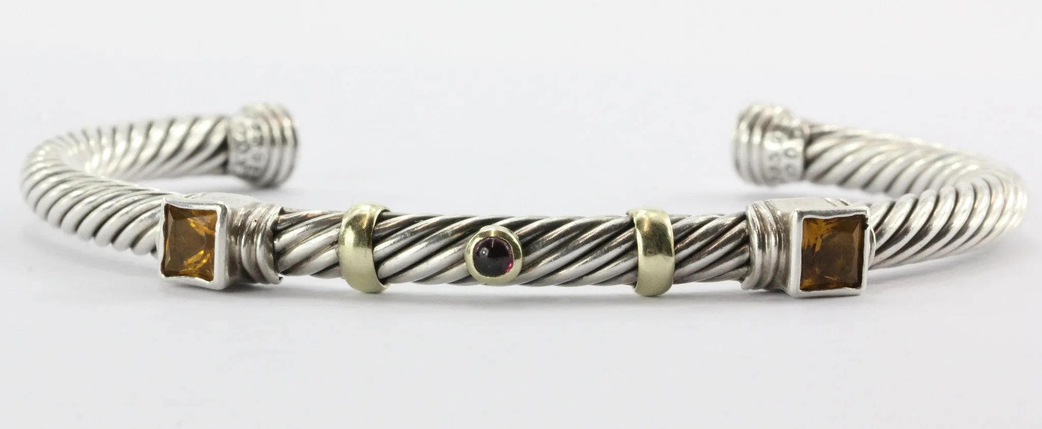 David Yurman Renaissance 5mm Sterling & 14K Gold Citrine & Tourmaline Bracelet