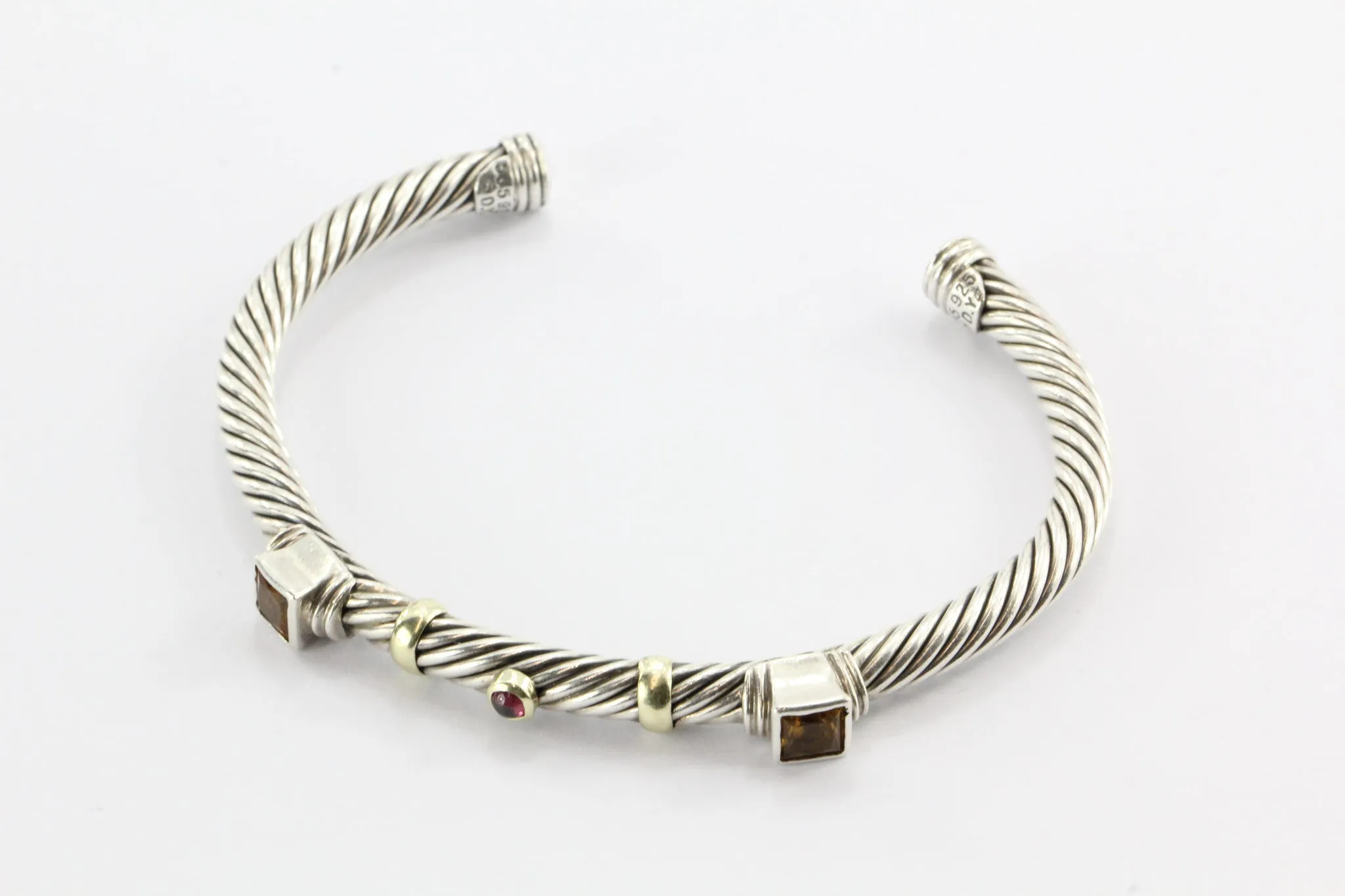 David Yurman Renaissance 5mm Sterling & 14K Gold Citrine & Tourmaline Bracelet