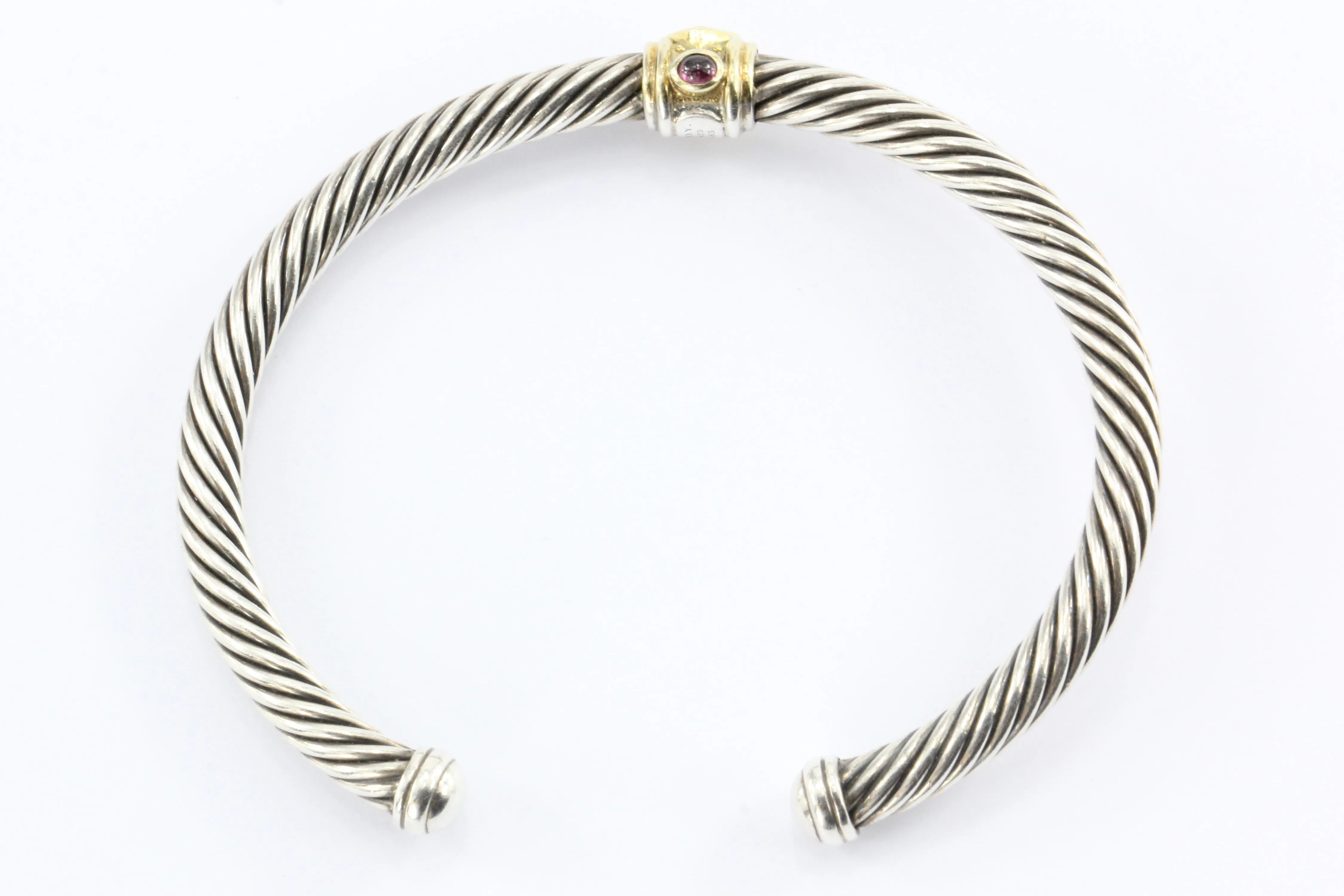 David Yurman Sterling Silver & 14K Gold Amethyst Renaissance Cuff Bracelet