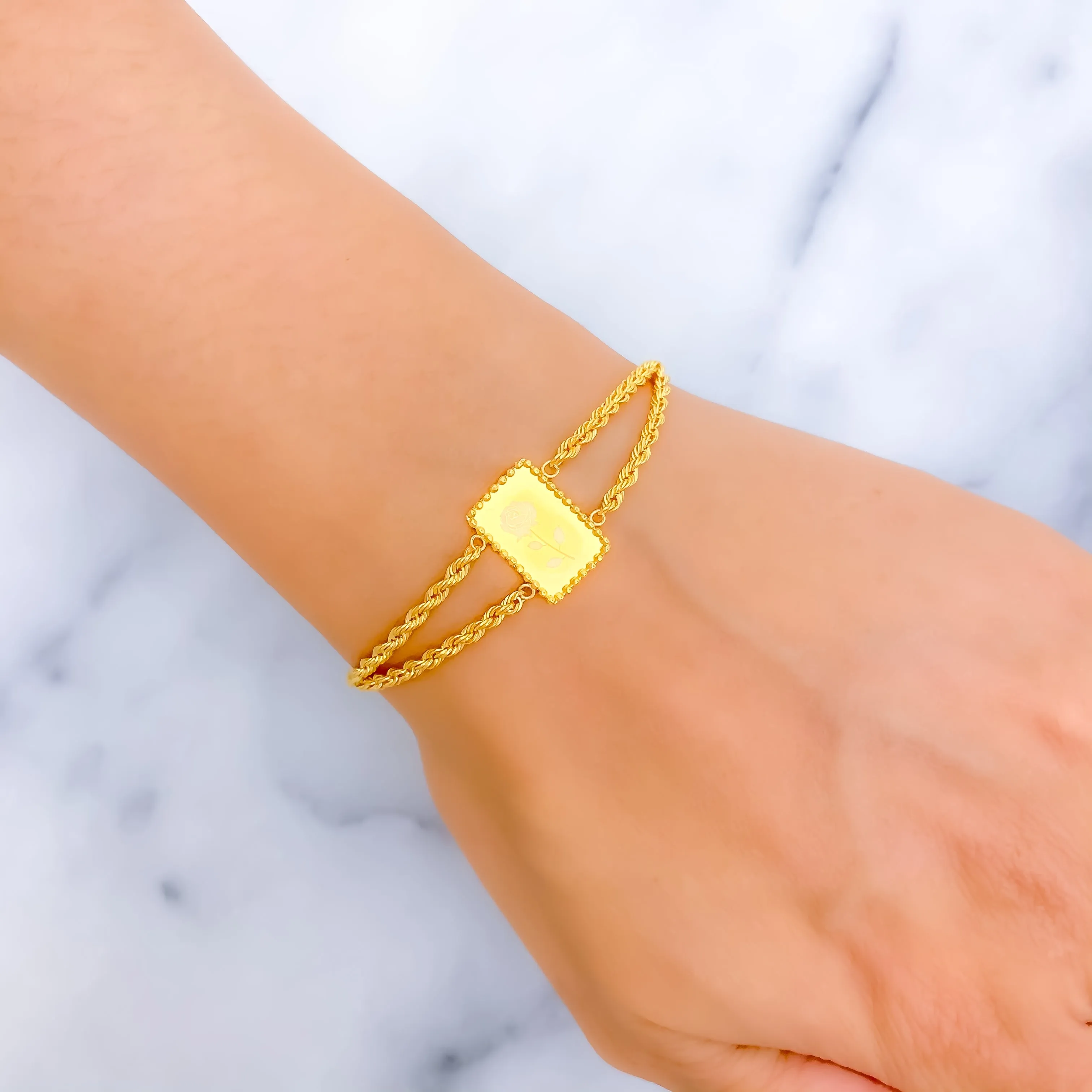 Dazzling Flower 21k Gold Bracelet