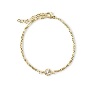 DELILAH GOLD DAINTY SOLITAIRE BIRTHSTONE BRACELET - APRIL