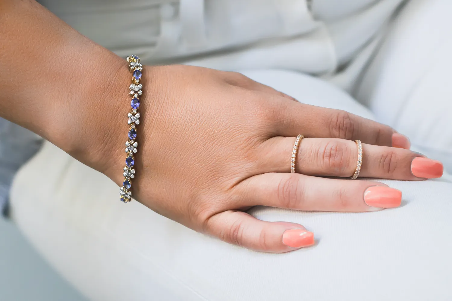 Diamond and Tanzanite Floral Bracelet