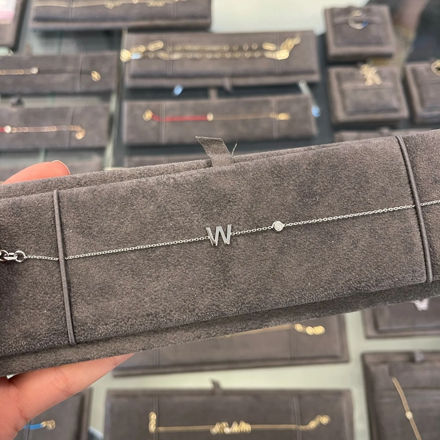 Diamond Bezel and Solid Initial Bracelet