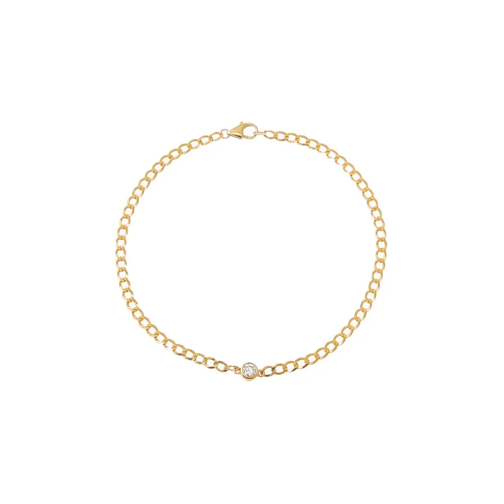 Diamond Bezel Cuban Link Bracelet 14K
