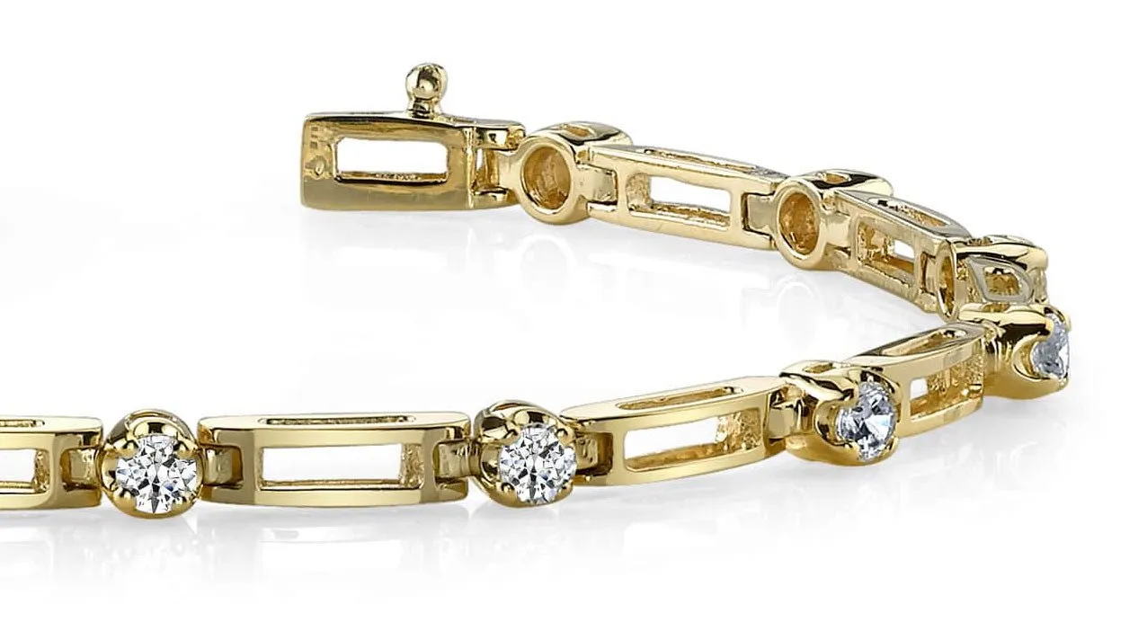 Diamond Box Link Diamond Bracelet with 0.77 ct.(finished) 2.5mm
