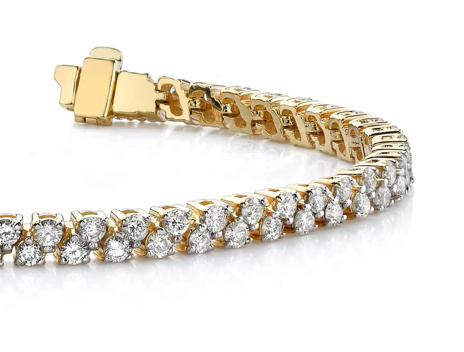 Diamond Checkerboard Two Row Tennis Diamond Bracelet with 4.90 ct.(finished) 2.25mm