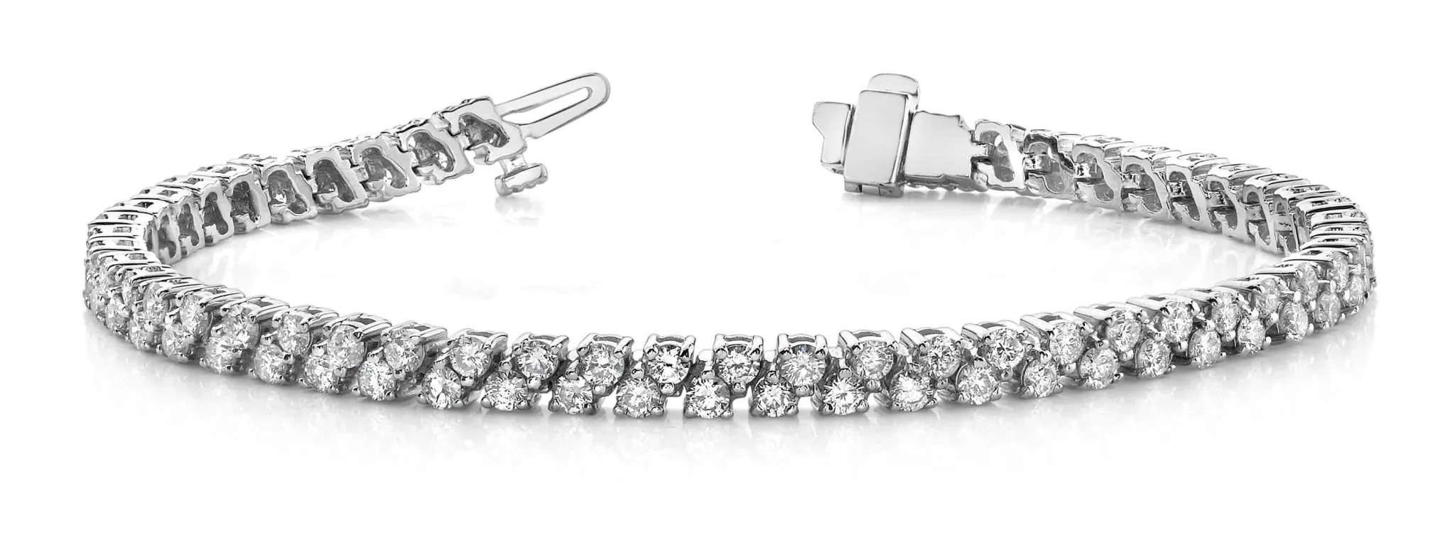 Diamond Checkerboard Two Row Tennis Diamond Bracelet with 4.90 ct.(finished) 2.25mm