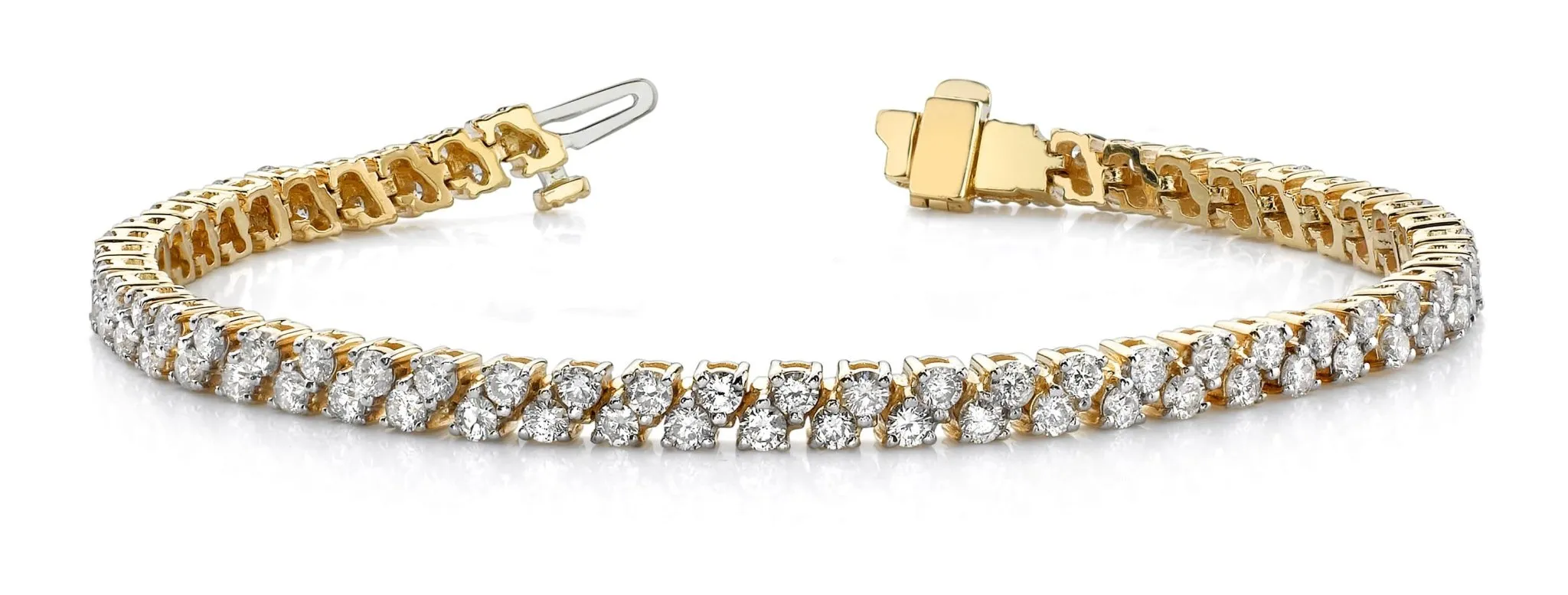 Diamond Checkerboard Two Row Tennis Diamond Bracelet with 4.90 ct.(finished) 2.25mm