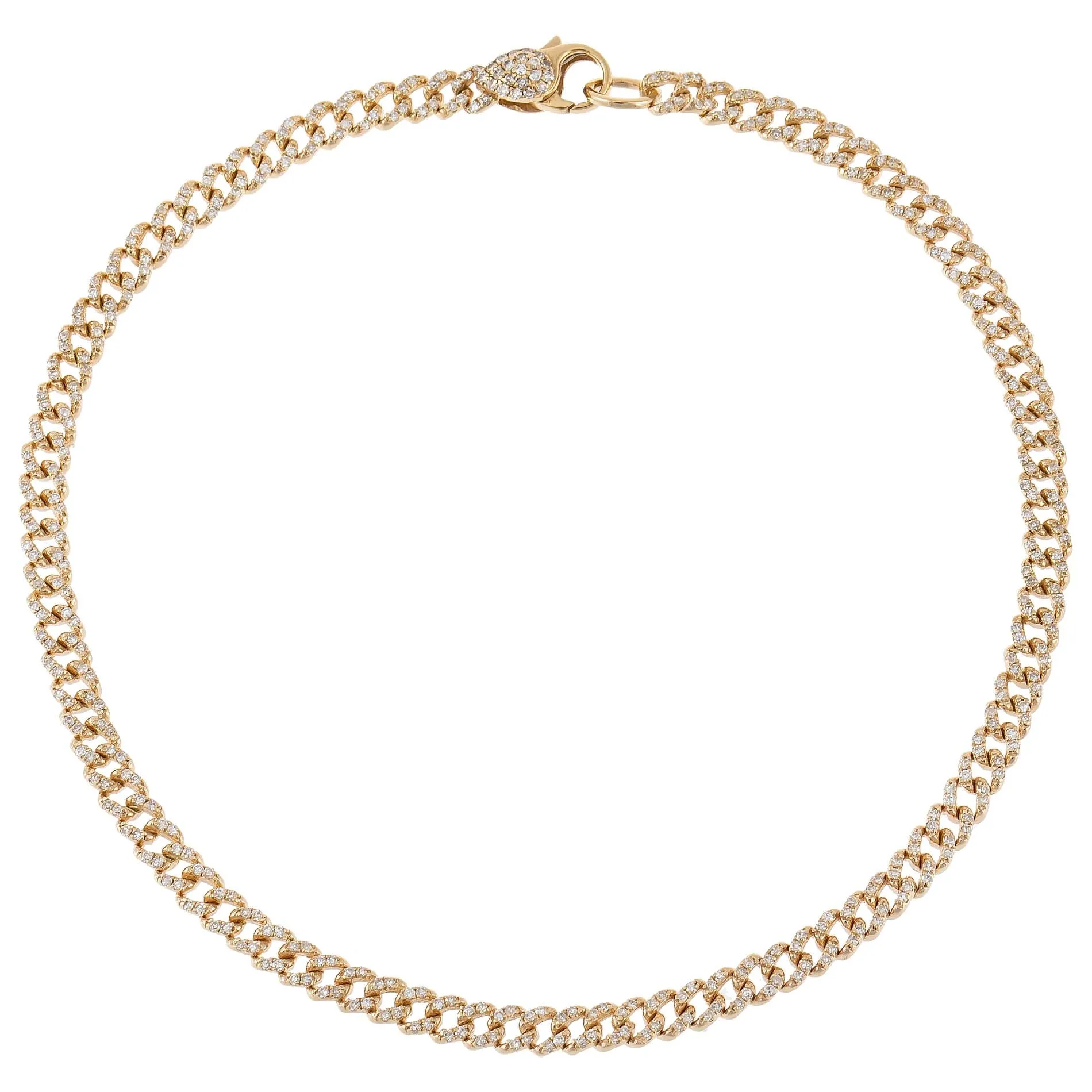 Diamond Clasp Cuban Chain Anklet 14K