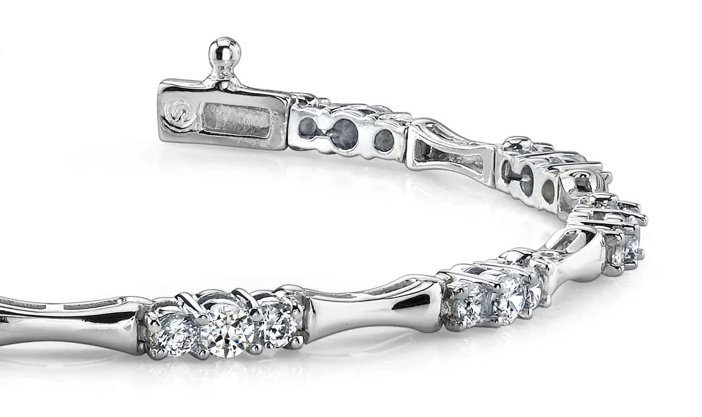 Diamond Column Link Lab-Grown Diamond Bracelet with 2.00 ct.(finished) 2.5mm, 3mm