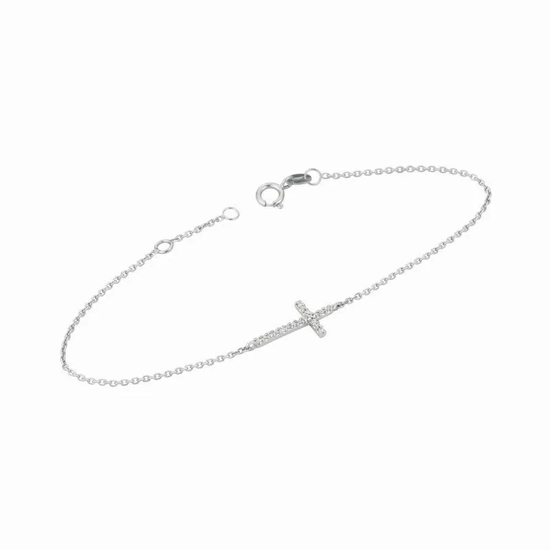 DIAMOND CROSS BRACELET 14K GOLD (0.08 CTW)