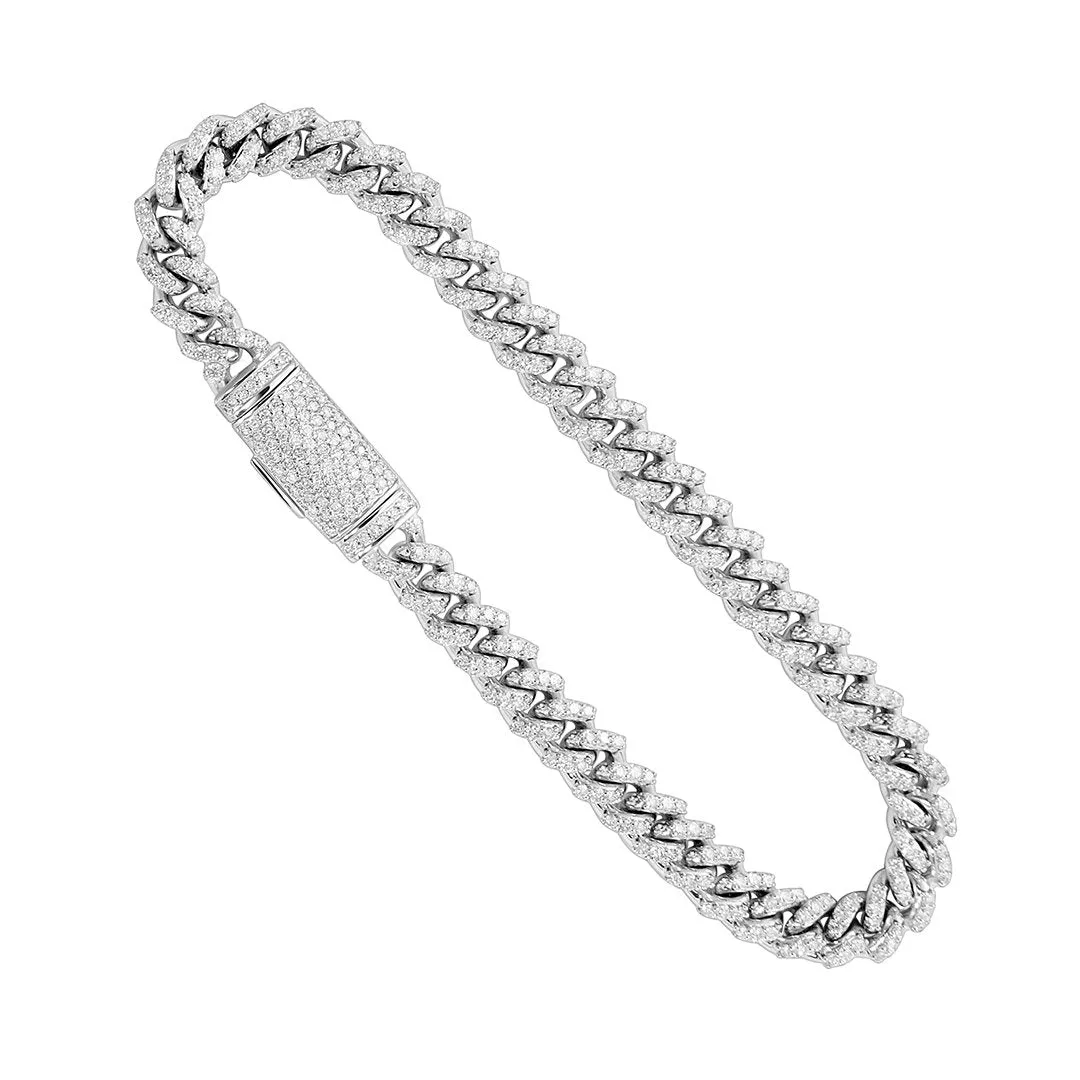 Diamond Cuban Bracelet in 14k White Gold 3.27 Ctw
