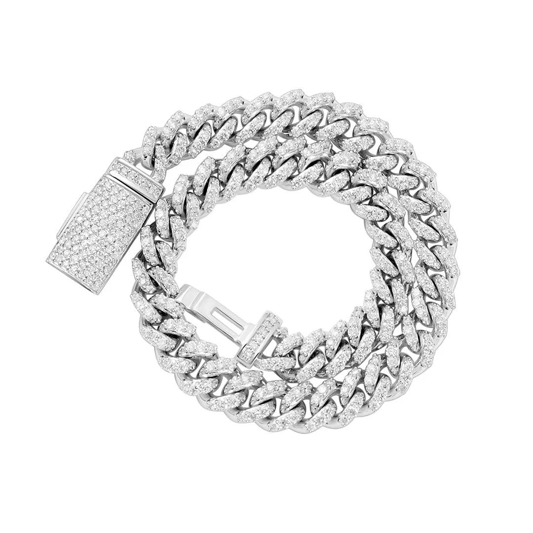 Diamond Cuban Bracelet in 14k White Gold 3.27 Ctw