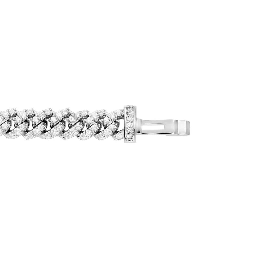 Diamond Cuban Bracelet in 14k White Gold 3.27 Ctw