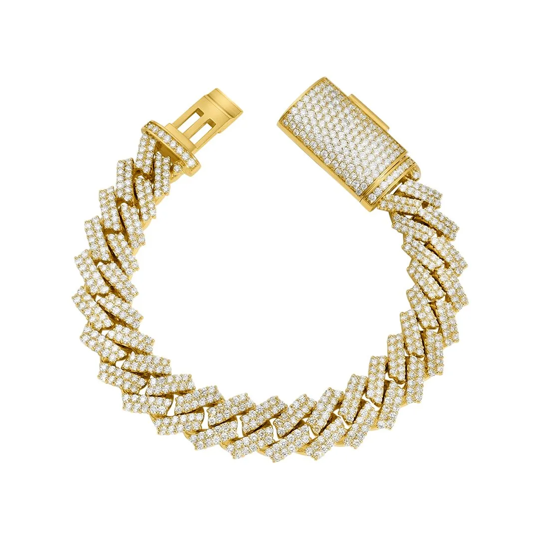 Diamond Cuban Bracelet in 14k Yellow Gold 17.67 Ctw