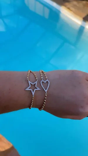 Diamond Heart Ball Bracelet