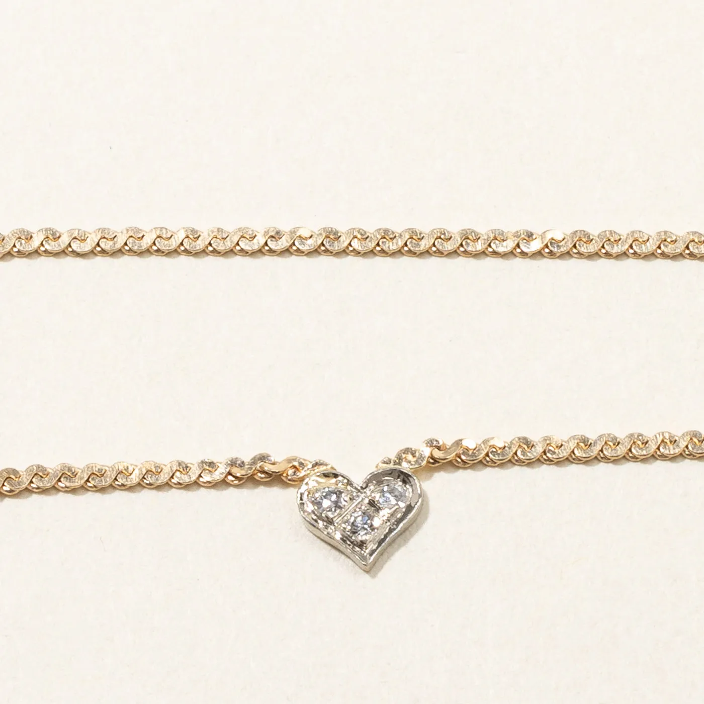 Diamond Heart Chain Bracelet | 0.06ctw | 7"|