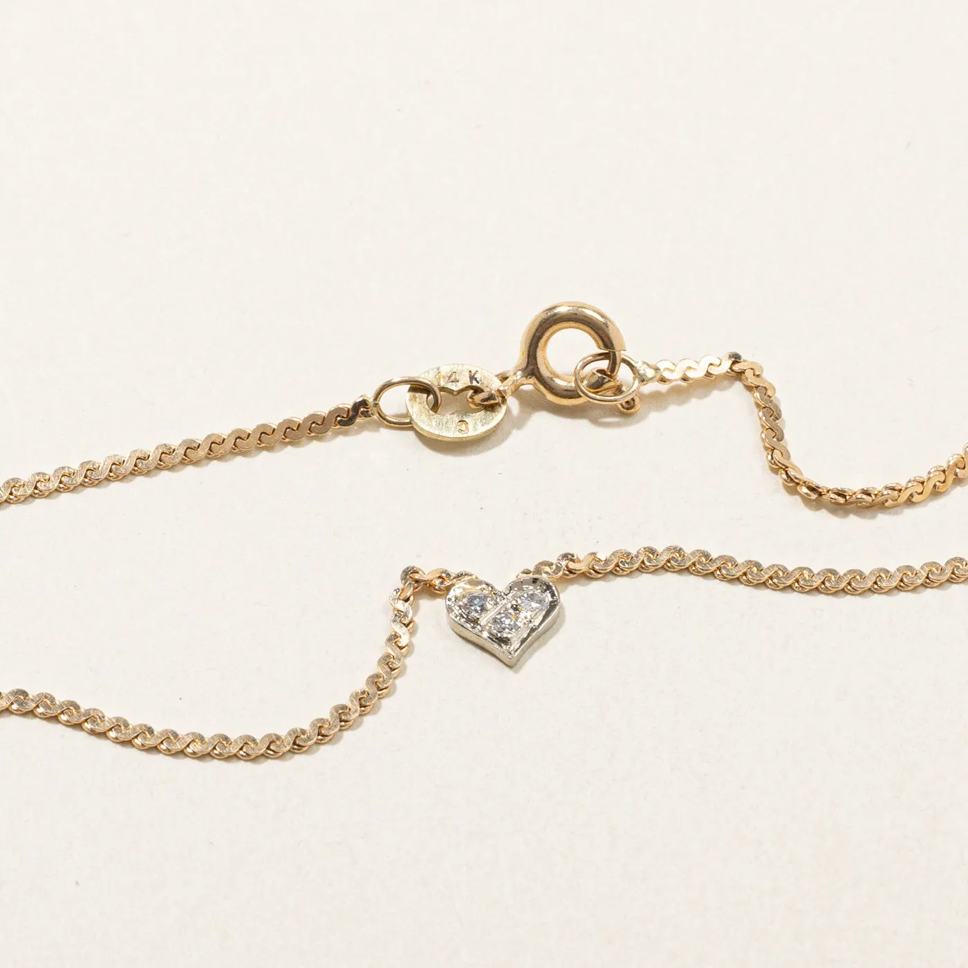 Diamond Heart Chain Bracelet | 0.06ctw | 7"|