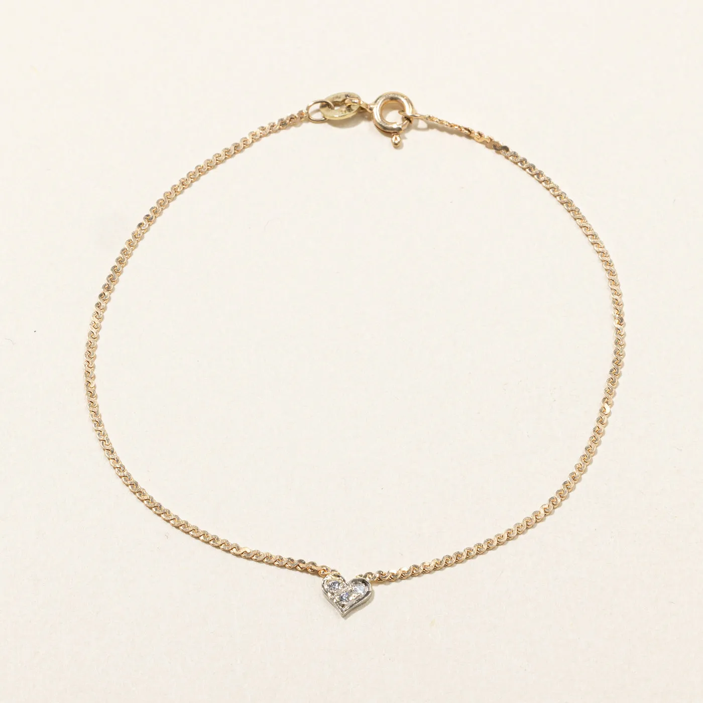 Diamond Heart Chain Bracelet | 0.06ctw | 7"|