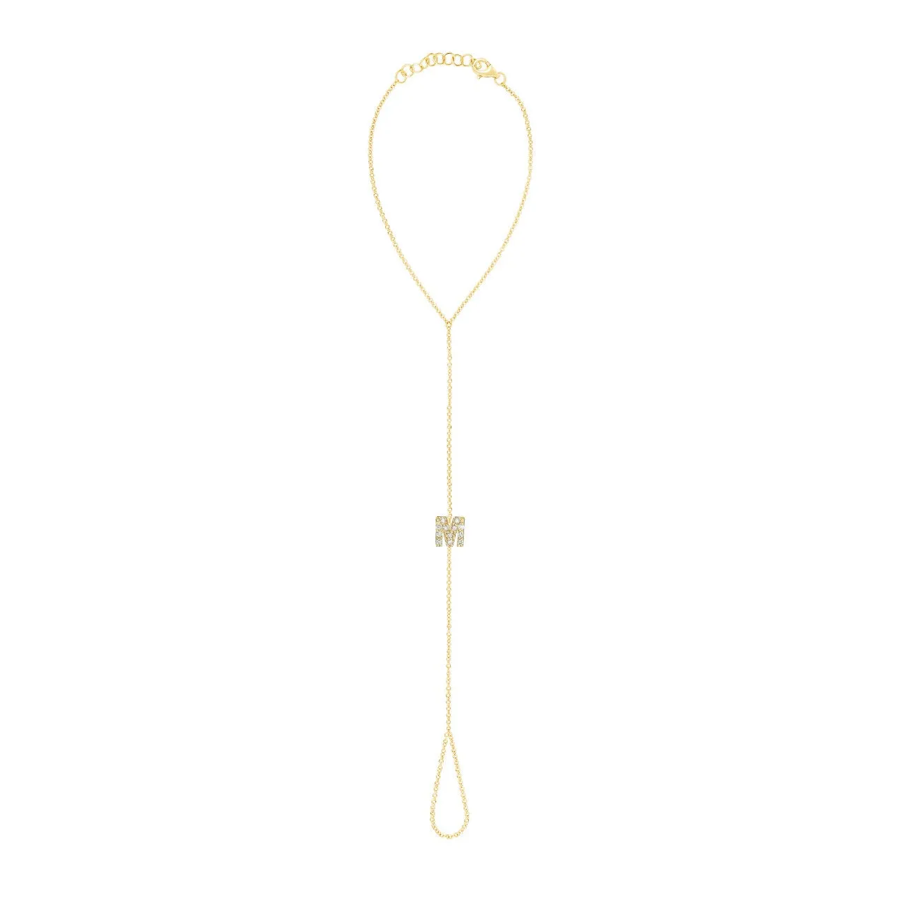 Diamond Initial Hand Chain Bracelet