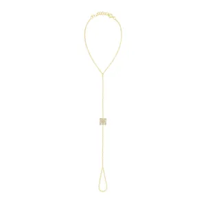 Diamond Initial Hand Chain Bracelet