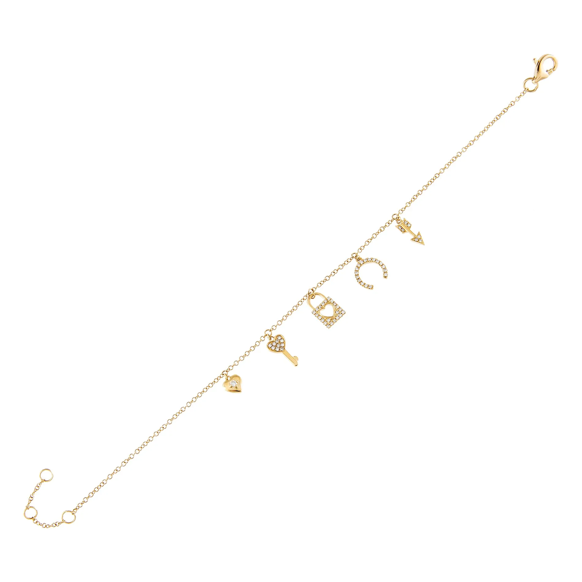 Diamond Love Charms Bracelet 14K