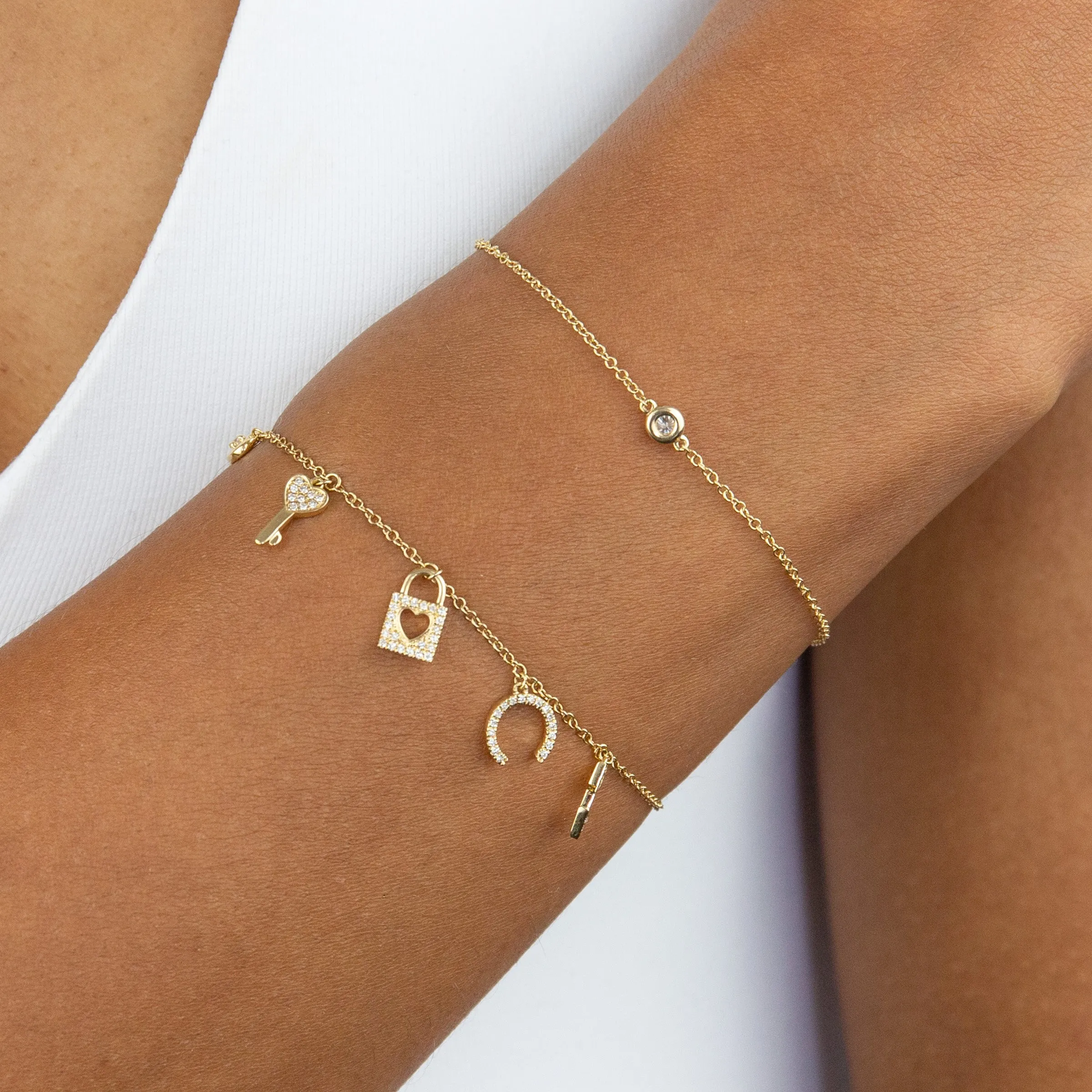 Diamond Love Charms Bracelet 14K