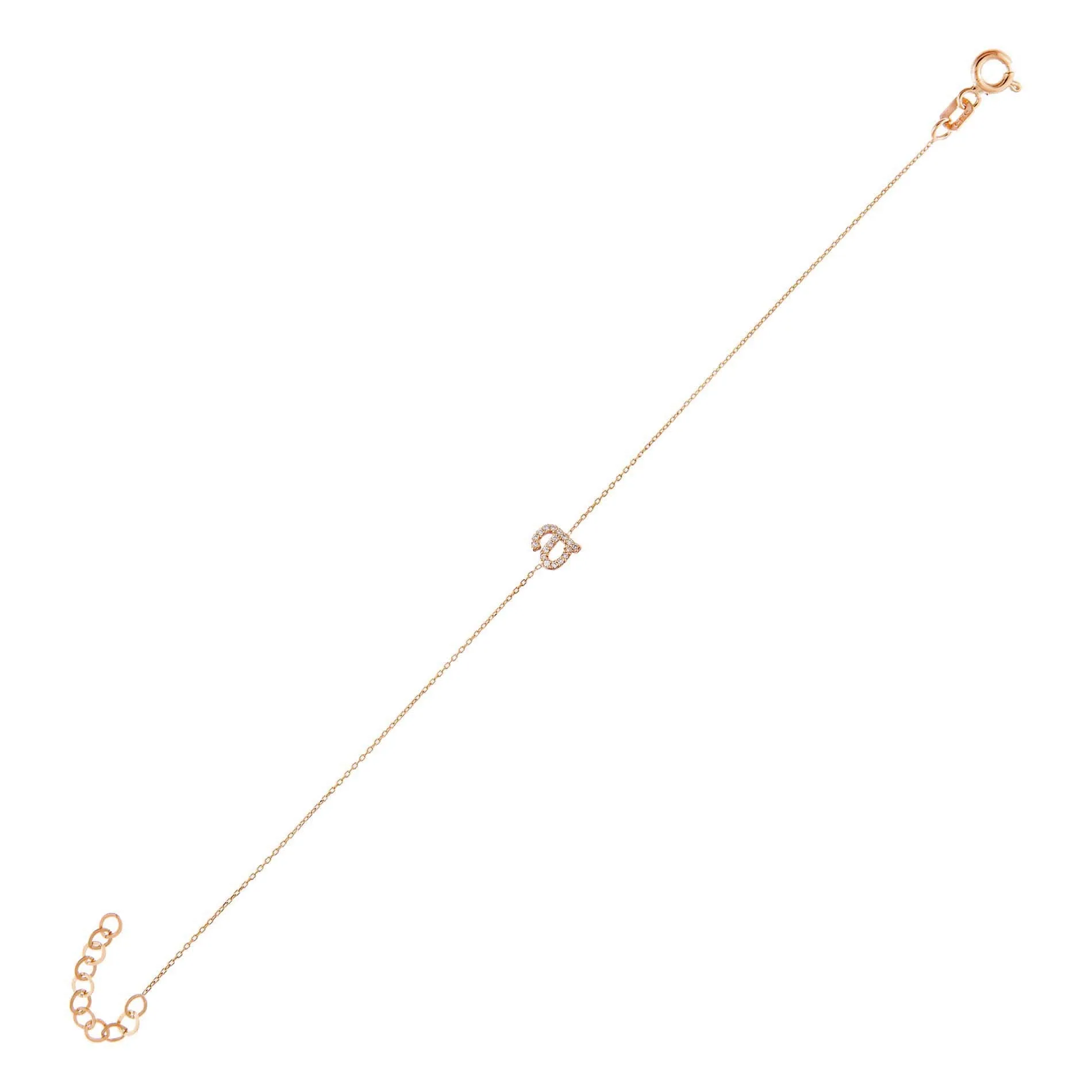 Diamond Lowercase Initial Bracelet 14K