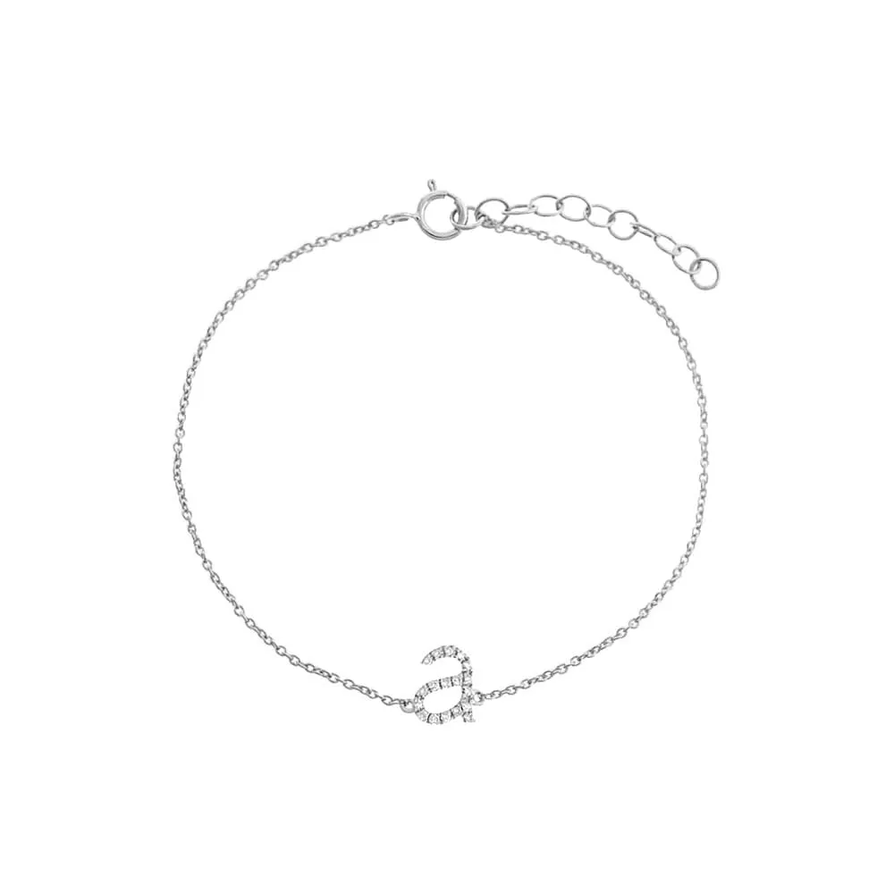 Diamond Lowercase Initial Bracelet 14K