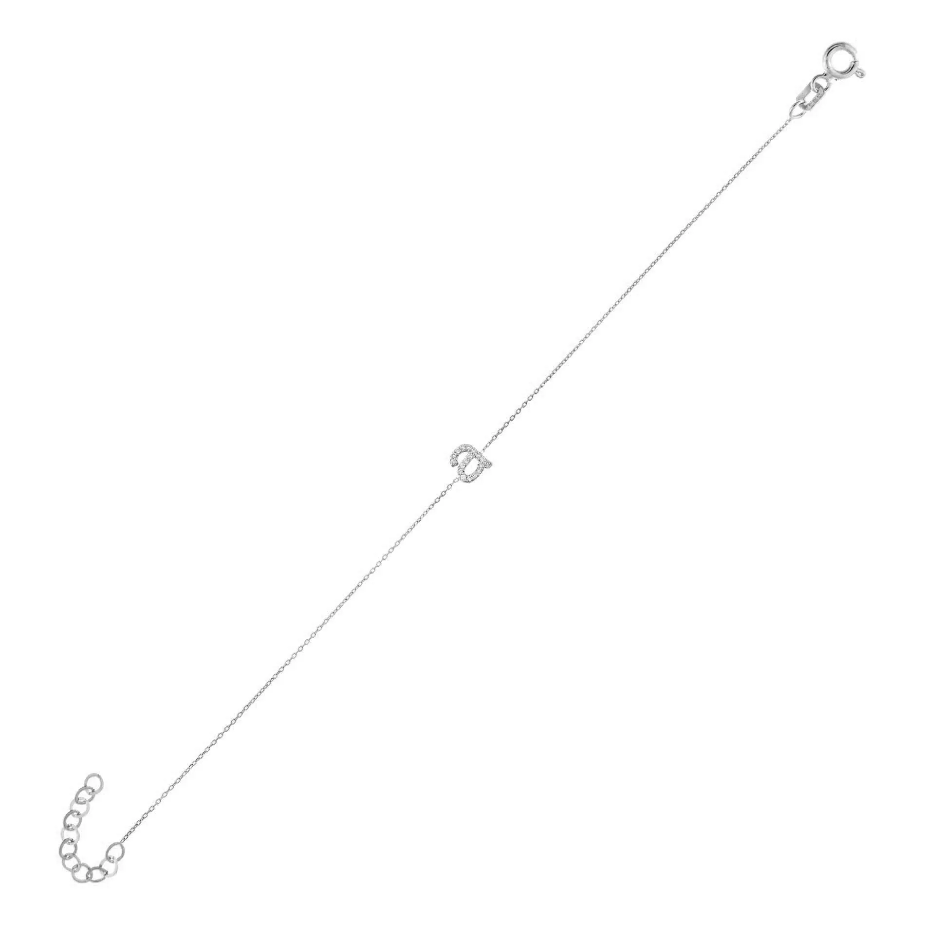 Diamond Lowercase Initial Bracelet 14K
