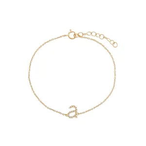 Diamond Lowercase Initial Bracelet 14K