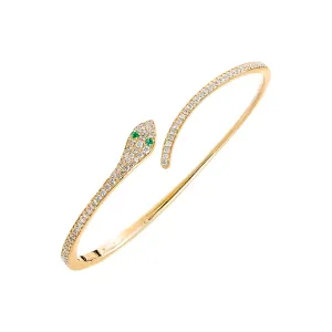 Diamond Pave Snake Bangle 14K