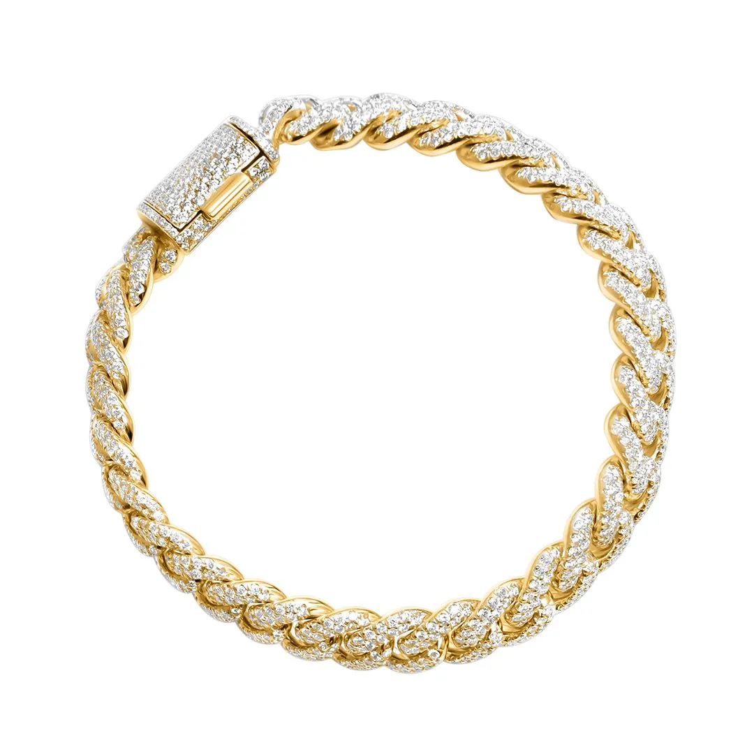 Diamond Paveset Cuban Bracelet in 14k Yellow Gold 14 Ctw