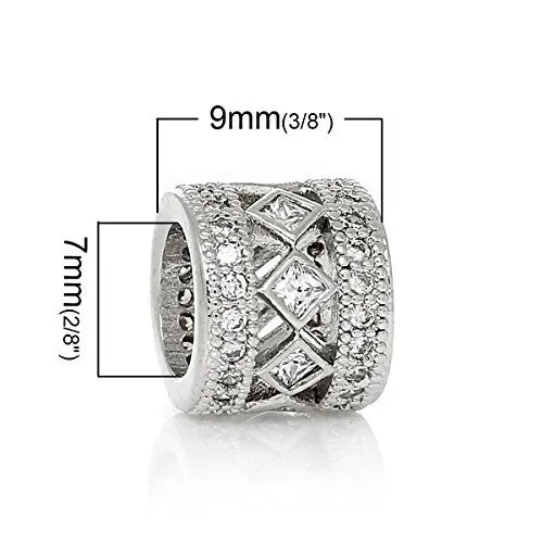 Diamond Shape Clear ed Crystal European European Bead Compatible for Most European Snake Chain Charm Bracelet