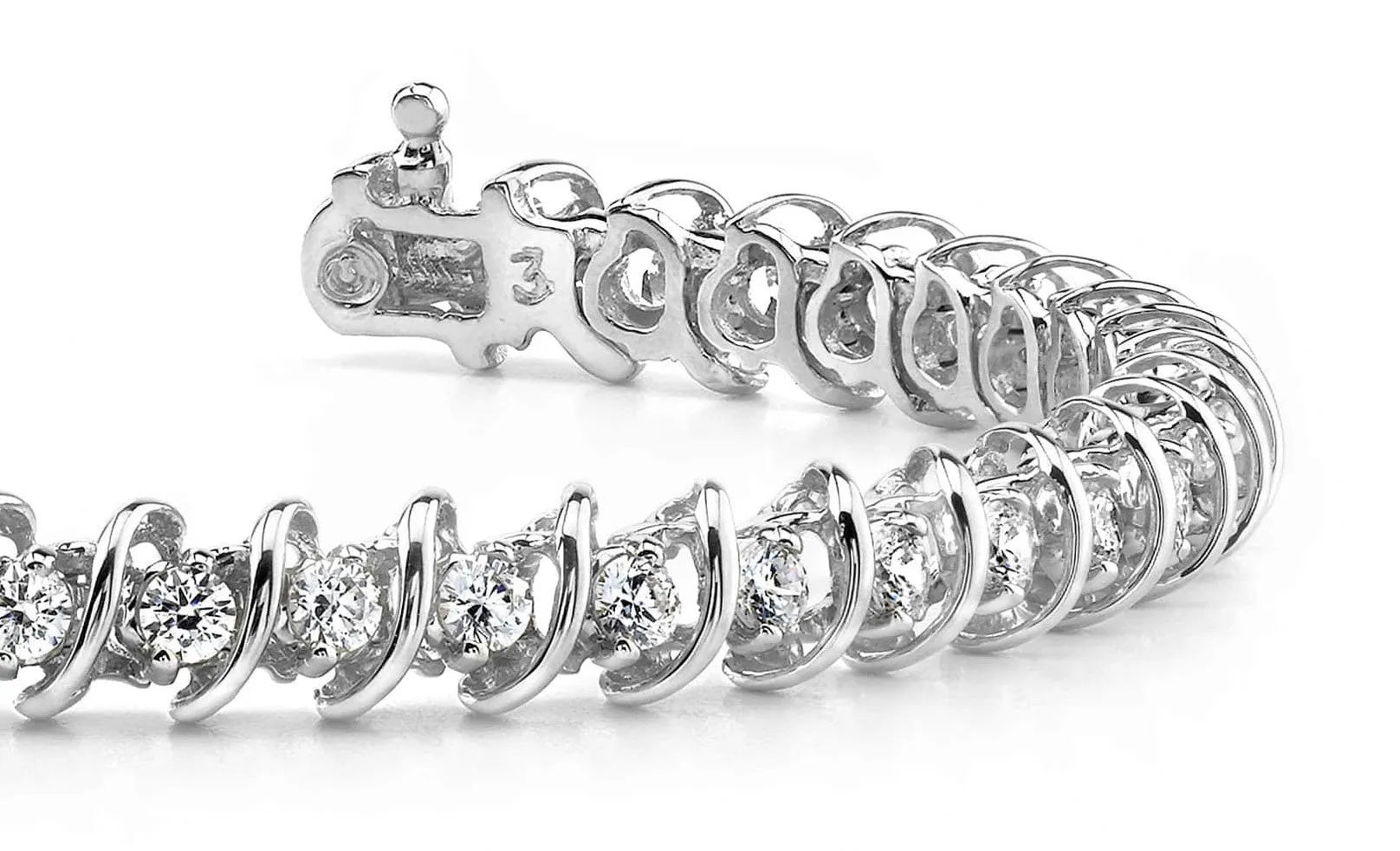 Diamond Swirl Link Lab-Grown Diamond Tennis Bracelet with 2.00 ct.(finished) 2.1mm