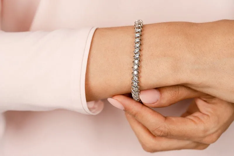Diamond Swirl Link Lab-Grown Diamond Tennis Bracelet with 2.00 ct.(finished) 2.1mm