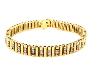 Diamond Unisex Bracelet in 14K Yellow Gold, 1.65 Carat G - H, SI1 7.00"