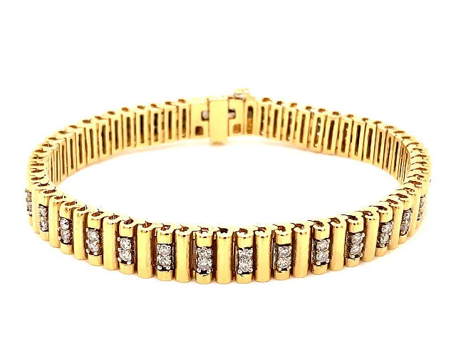 Diamond Unisex Bracelet in 14K Yellow Gold, 1.65 Carat G - H, SI1 7.00"