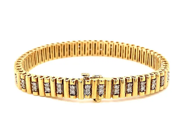 Diamond Unisex Bracelet in 14K Yellow Gold, 1.65 Carat G - H, SI1 7.00"
