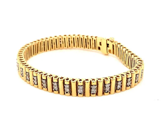 Diamond Unisex Bracelet in 14K Yellow Gold, 1.65 Carat G - H, SI1 7.00"