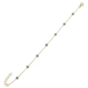 Diamond X Turquoise Bracelet 14K