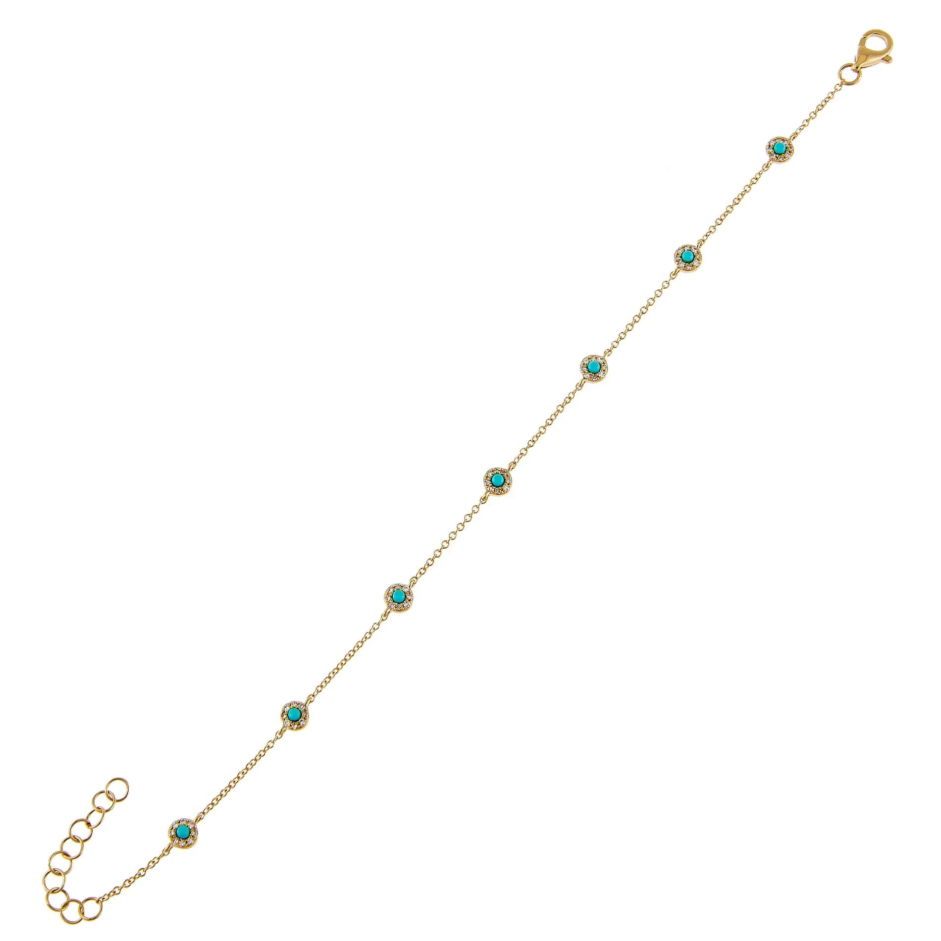 Diamond X Turquoise Bracelet 14K