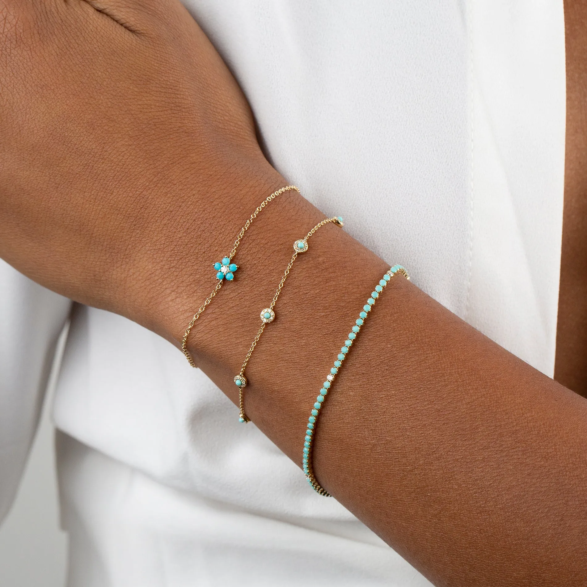 Diamond X Turquoise Bracelet 14K
