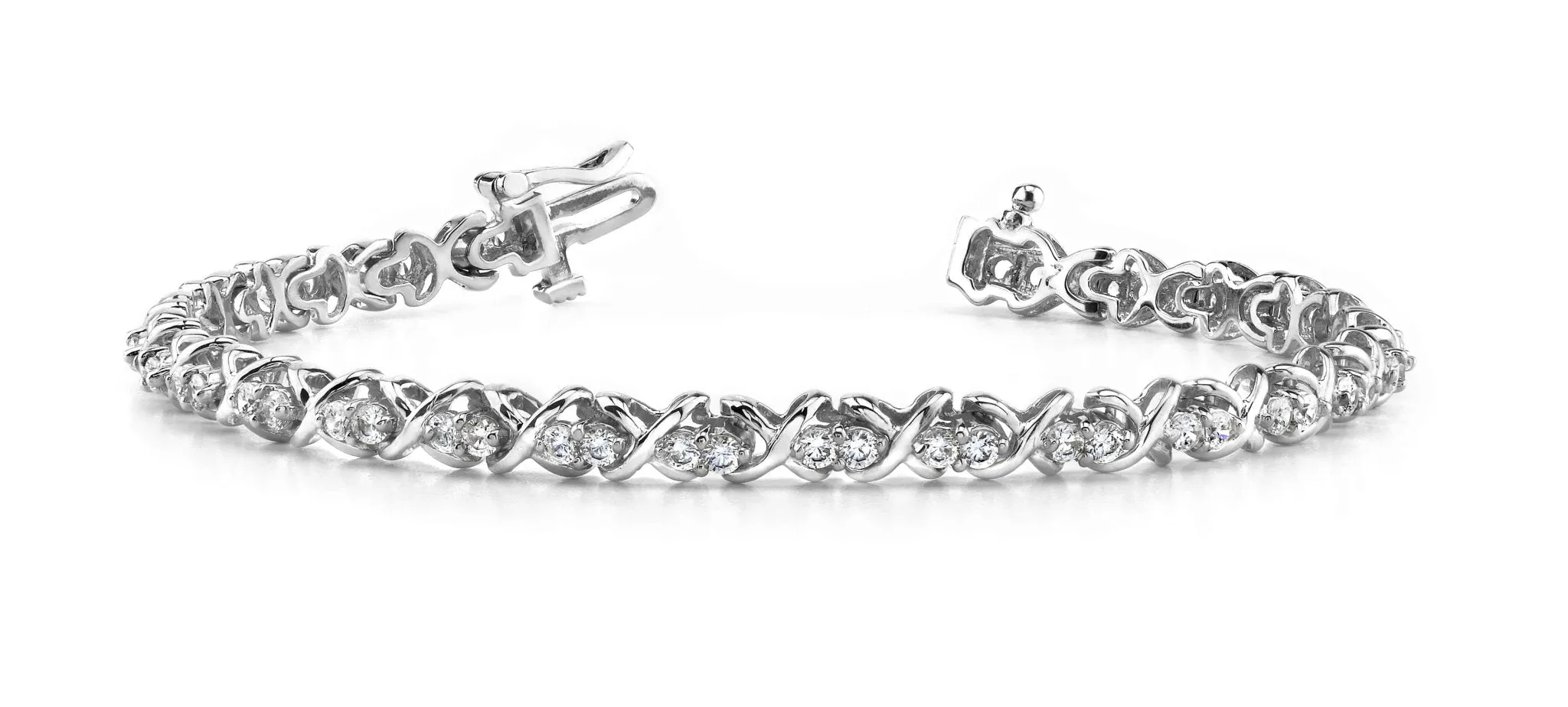 Double Diamond X Link Diamond Bracelet with 1.23 ct.(finished) 1.8mm