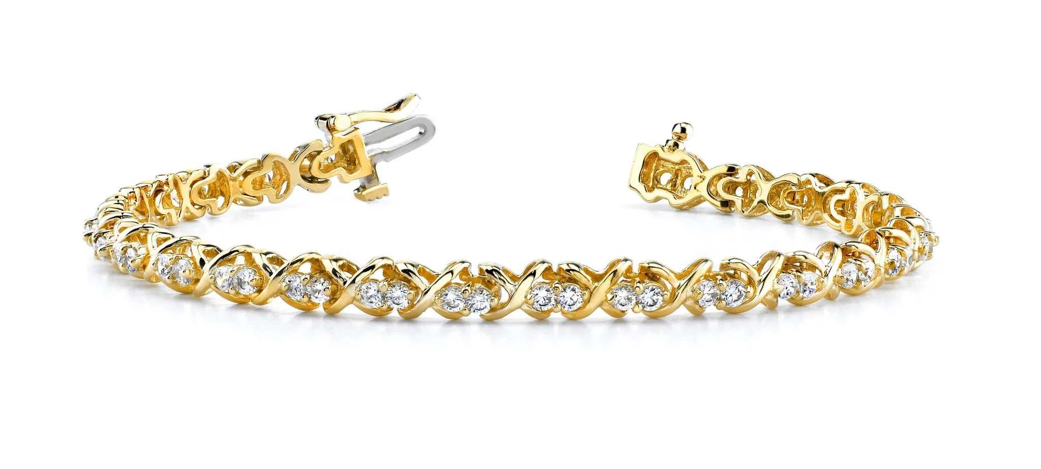Double Diamond X Link Diamond Bracelet with 1.23 ct.(finished) 1.8mm