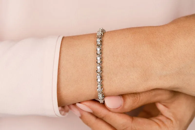 Double Diamond X Link Diamond Bracelet with 1.23 ct.(finished) 1.8mm