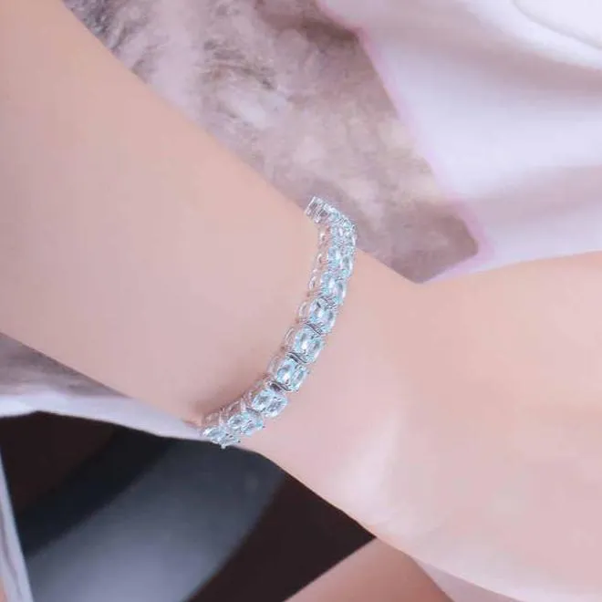 Double Layer Oval Cut Bracelet In Sterling Silver