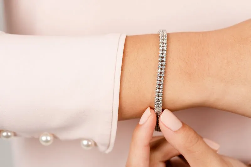 Double Row Lab-Grown Diamond Bracelet with 3.69 ct.(finished) 1.8mm