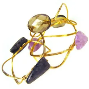 double stone new edition bracelets, shown in amethyst, smoky quartz and labradorite