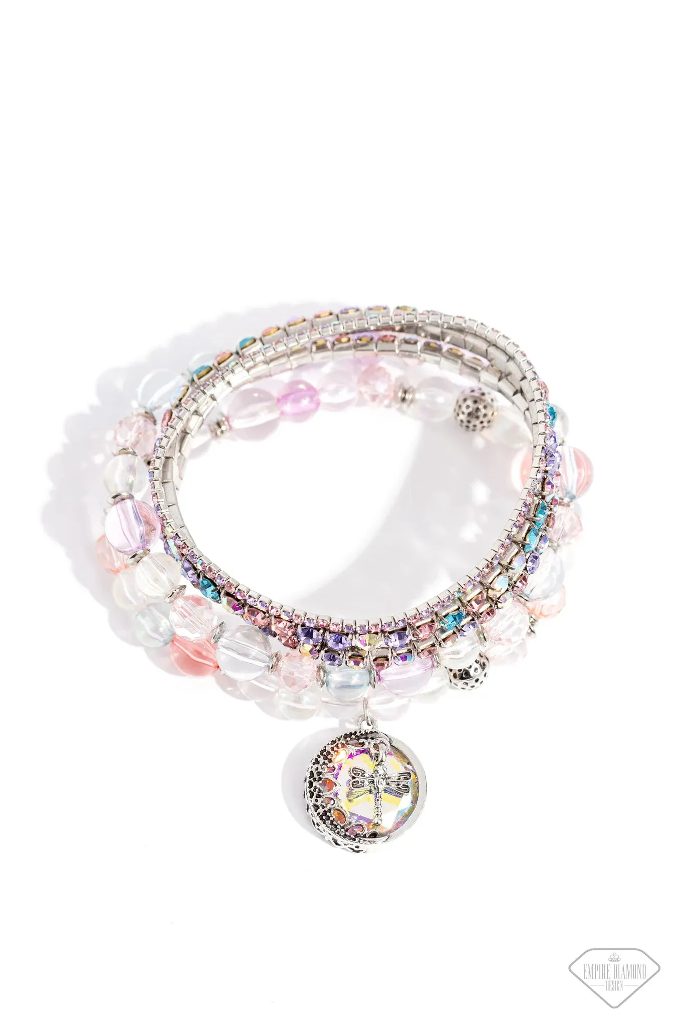 Dream on Dragonfly  - Multi - Iridescent Bead Paparazzi Stretchy Bracelet - Empire Diamond Exclusive